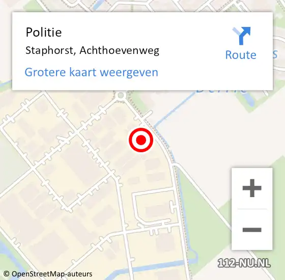 Locatie op kaart van de 112 melding: Politie Staphorst, Achthoevenweg op 26 juli 2024 08:58