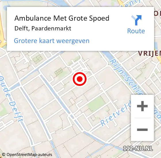 Locatie op kaart van de 112 melding: Ambulance Met Grote Spoed Naar Delft, Paardenmarkt op 26 juli 2024 09:15