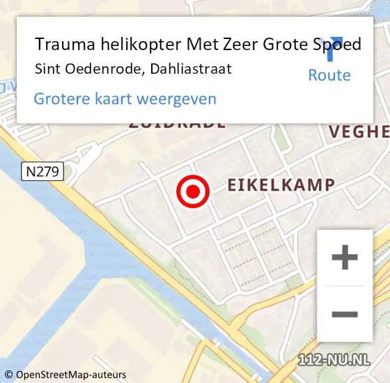 Locatie op kaart van de 112 melding: Trauma helikopter Met Zeer Grote Spoed Naar Sint Oedenrode, Dahliastraat op 26 juli 2024 09:17