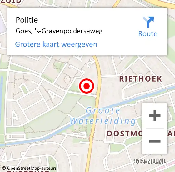 Locatie op kaart van de 112 melding: Politie Goes, 's-Gravenpolderseweg op 26 juli 2024 09:29