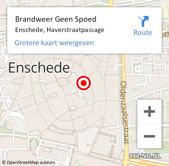 Locatie op kaart van de 112 melding: Brandweer Geen Spoed Naar Enschede, Haverstraatpassage op 26 juli 2024 09:33