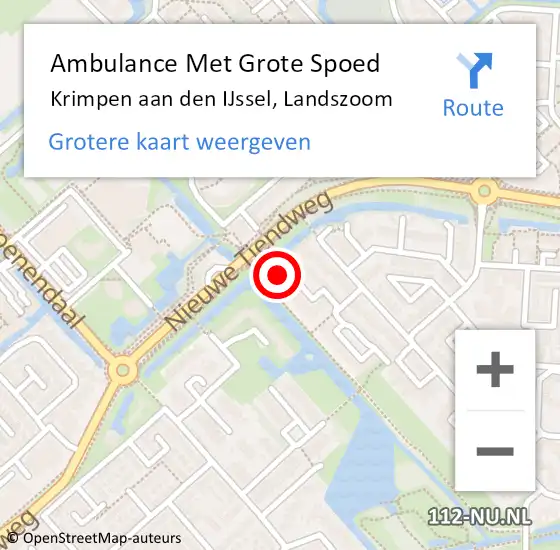 Locatie op kaart van de 112 melding: Ambulance Met Grote Spoed Naar Krimpen aan den IJssel, Landszoom op 26 juli 2024 09:37