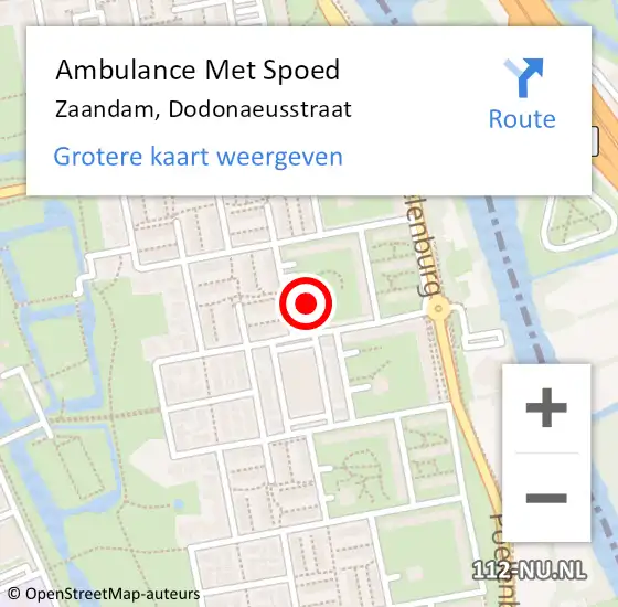 Locatie op kaart van de 112 melding: Ambulance Met Spoed Naar Zaandam, Dodonaeusstraat op 26 juli 2024 09:40