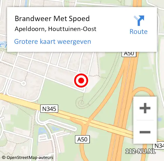 Locatie op kaart van de 112 melding: Brandweer Met Spoed Naar Apeldoorn, Houttuinen-Oost op 26 juli 2024 10:16