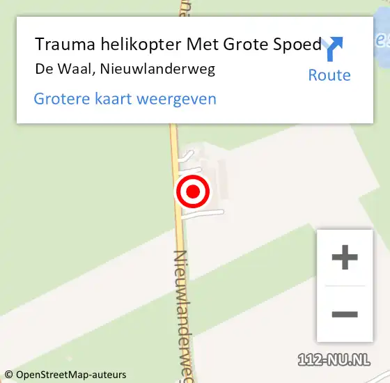 Locatie op kaart van de 112 melding: Trauma helikopter Met Grote Spoed Naar De Waal, Nieuwlanderweg op 26 juli 2024 10:19