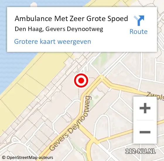 Locatie op kaart van de 112 melding: Ambulance Met Zeer Grote Spoed Naar Den Haag, Gevers Deynootweg op 26 juli 2024 10:20