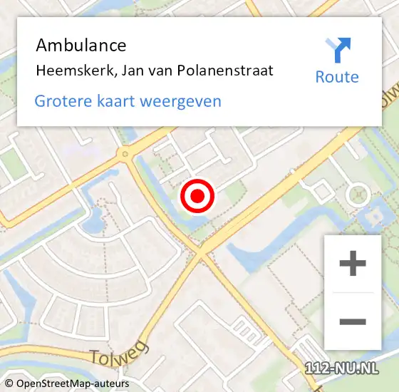 Locatie op kaart van de 112 melding: Ambulance Heemskerk, Jan van Polanenstraat op 26 juli 2024 10:22