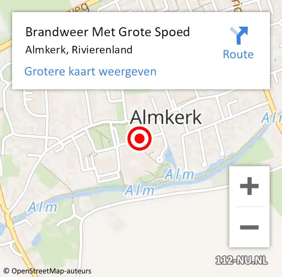 Locatie op kaart van de 112 melding: Brandweer Met Grote Spoed Naar Almkerk, Rivierenland op 14 oktober 2014 11:58