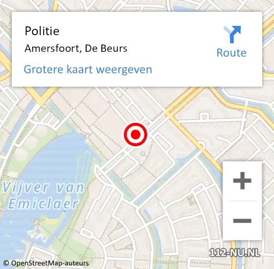 Locatie op kaart van de 112 melding: Politie Amersfoort, De Beurs op 26 juli 2024 10:39