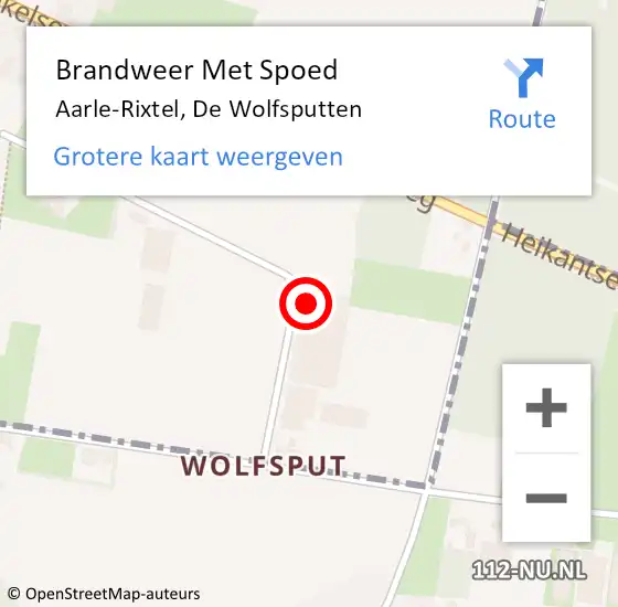 Locatie op kaart van de 112 melding: Brandweer Met Spoed Naar Aarle-Rixtel, De Wolfsputten op 26 juli 2024 10:48