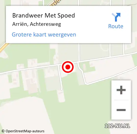 Locatie op kaart van de 112 melding: Brandweer Met Spoed Naar Arriën, Achteresweg op 26 juli 2024 10:58