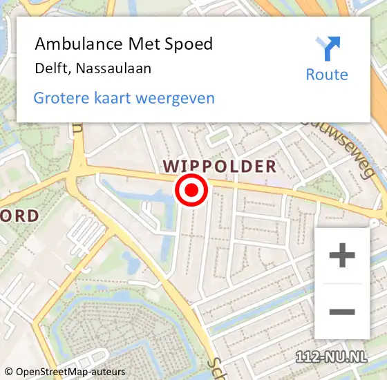 Locatie op kaart van de 112 melding: Ambulance Met Spoed Naar Delft, Nassaulaan op 26 juli 2024 11:00