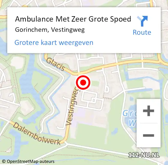 Locatie op kaart van de 112 melding: Ambulance Met Zeer Grote Spoed Naar Gorinchem, Vestingweg op 26 juli 2024 11:02