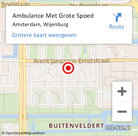 Locatie op kaart van de 112 melding: Ambulance Met Grote Spoed Naar Amsterdam, Wijenburg op 26 juli 2024 11:27