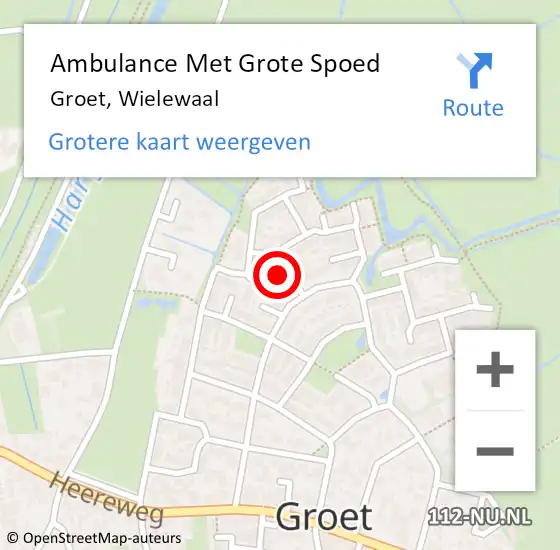 Locatie op kaart van de 112 melding: Ambulance Met Grote Spoed Naar Groet, Wielewaal op 26 juli 2024 11:29