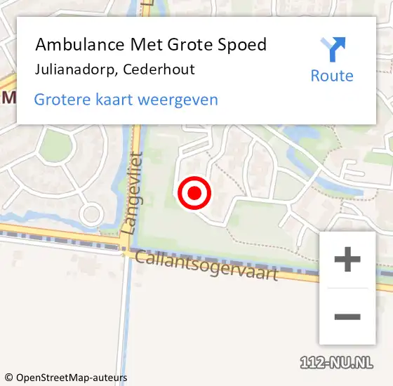 Locatie op kaart van de 112 melding: Ambulance Met Grote Spoed Naar Julianadorp, Cederhout op 26 juli 2024 11:45