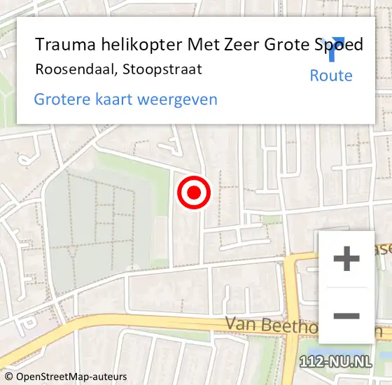 Locatie op kaart van de 112 melding: Trauma helikopter Met Zeer Grote Spoed Naar Roosendaal, Stoopstraat op 26 juli 2024 11:46