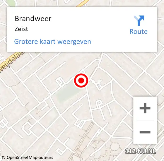 Locatie op kaart van de 112 melding: Brandweer Zeist op 26 juli 2024 11:47