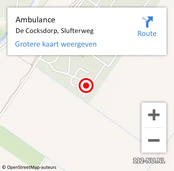 Locatie op kaart van de 112 melding: Ambulance De Cocksdorp, Slufterweg op 26 juli 2024 12:12