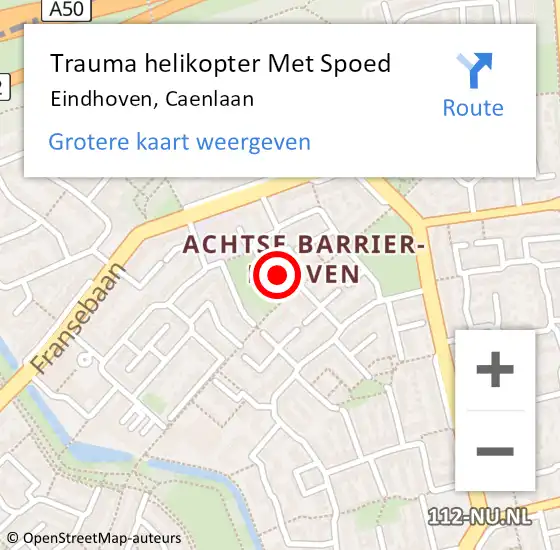 Locatie op kaart van de 112 melding: Trauma helikopter Met Spoed Naar Eindhoven, Caenlaan op 26 juli 2024 12:13