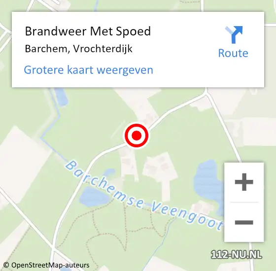 Locatie op kaart van de 112 melding: Brandweer Met Spoed Naar Barchem, Vrochterdijk op 26 juli 2024 12:16