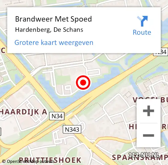 Locatie op kaart van de 112 melding: Brandweer Met Spoed Naar Hardenberg, De Schans op 26 juli 2024 12:35