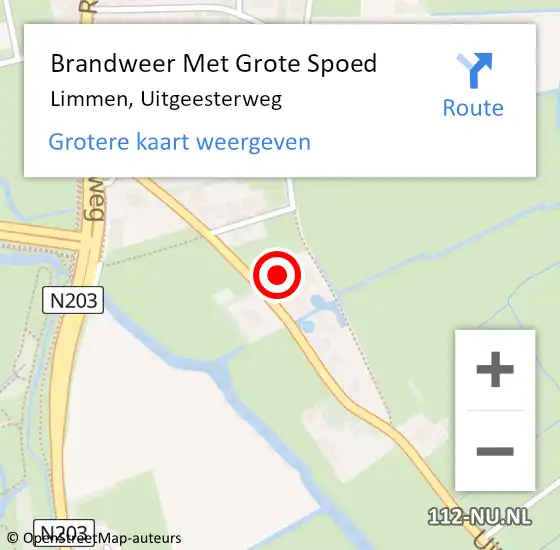 Locatie op kaart van de 112 melding: Brandweer Met Grote Spoed Naar Limmen, Uitgeesterweg op 26 juli 2024 12:38