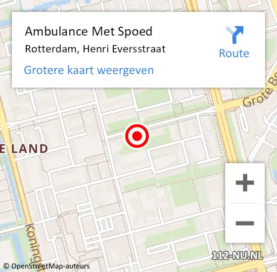 Locatie op kaart van de 112 melding: Ambulance Met Spoed Naar Rotterdam, Henri Eversstraat op 26 juli 2024 12:45