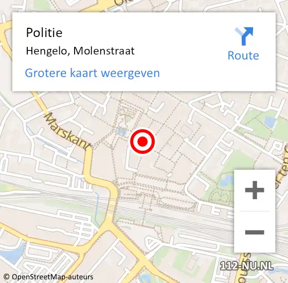 Locatie op kaart van de 112 melding: Politie Hengelo, Molenstraat op 26 juli 2024 12:47