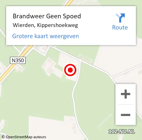 Locatie op kaart van de 112 melding: Brandweer Geen Spoed Naar Wierden, Kippershoekweg op 26 juli 2024 12:55