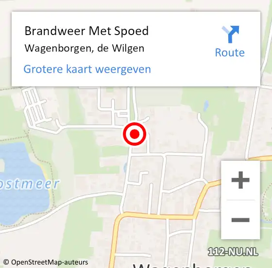 Locatie op kaart van de 112 melding: Brandweer Met Spoed Naar Wagenborgen, de Wilgen op 26 juli 2024 13:02