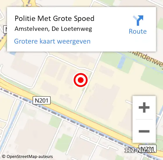 Locatie op kaart van de 112 melding: Politie Met Grote Spoed Naar Amstelveen, De Loetenweg op 26 juli 2024 13:16