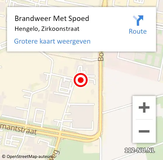 Locatie op kaart van de 112 melding: Brandweer Met Spoed Naar Hengelo, Zirkoonstraat op 26 juli 2024 13:30