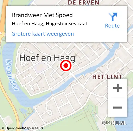 Locatie op kaart van de 112 melding: Brandweer Met Spoed Naar Hoef en Haag, Hagesteinsestraat op 26 juli 2024 13:33