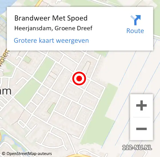 Locatie op kaart van de 112 melding: Brandweer Met Spoed Naar Heerjansdam, Groene Dreef op 26 juli 2024 13:51