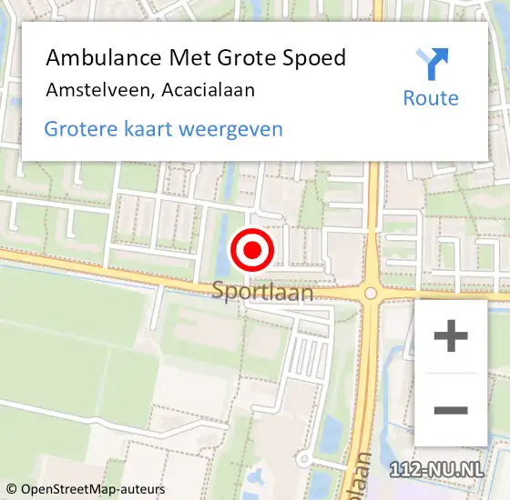 Locatie op kaart van de 112 melding: Ambulance Met Grote Spoed Naar Amstelveen, Acacialaan op 26 juli 2024 13:55