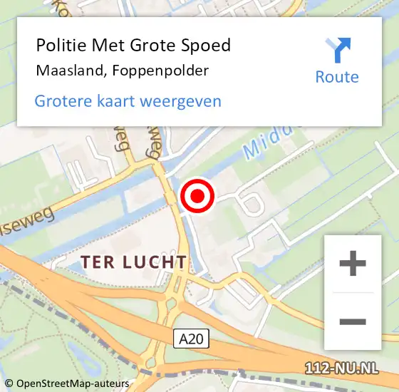 Locatie op kaart van de 112 melding: Politie Met Grote Spoed Naar Maasland, Foppenpolder op 26 juli 2024 14:00