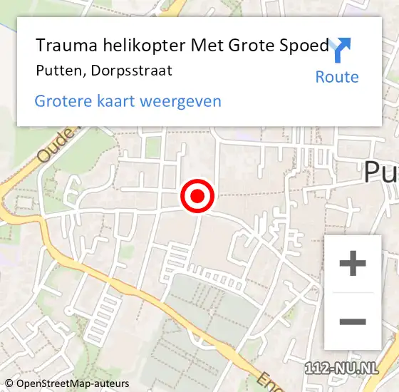 Locatie op kaart van de 112 melding: Trauma helikopter Met Grote Spoed Naar Putten, Dorpsstraat op 26 juli 2024 14:05