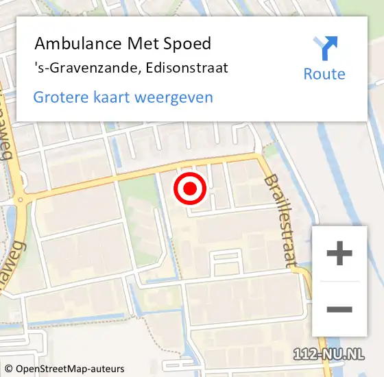 Locatie op kaart van de 112 melding: Ambulance Met Spoed Naar 's-Gravenzande, Edisonstraat op 26 juli 2024 14:22