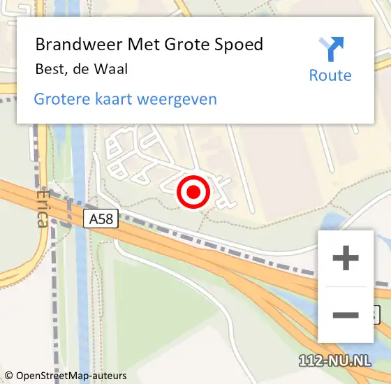 Locatie op kaart van de 112 melding: Brandweer Met Grote Spoed Naar Best, de Waal op 26 juli 2024 14:43