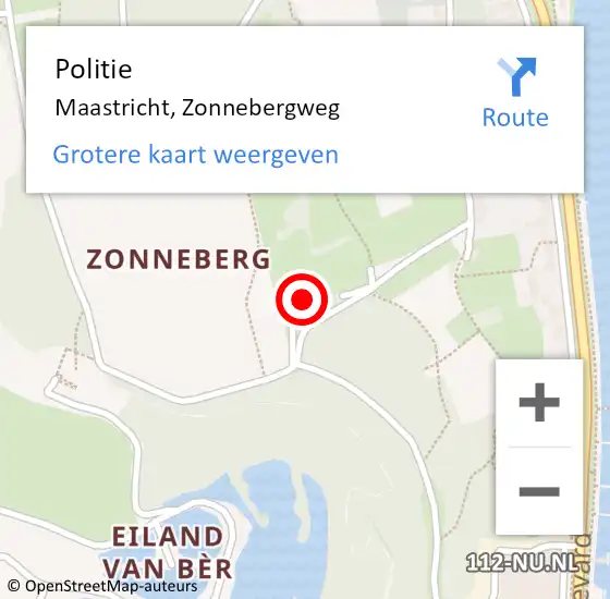 Locatie op kaart van de 112 melding: Politie Maastricht, Zonnebergweg op 26 juli 2024 14:48