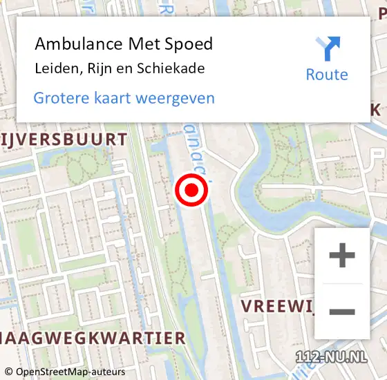 Locatie op kaart van de 112 melding: Ambulance Met Spoed Naar Leiden, Rijn en Schiekade op 26 juli 2024 14:58