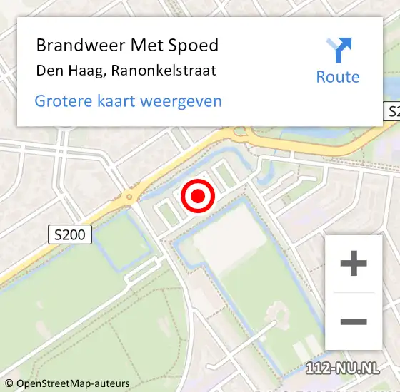 Locatie op kaart van de 112 melding: Brandweer Met Spoed Naar Den Haag, Ranonkelstraat op 26 juli 2024 15:05