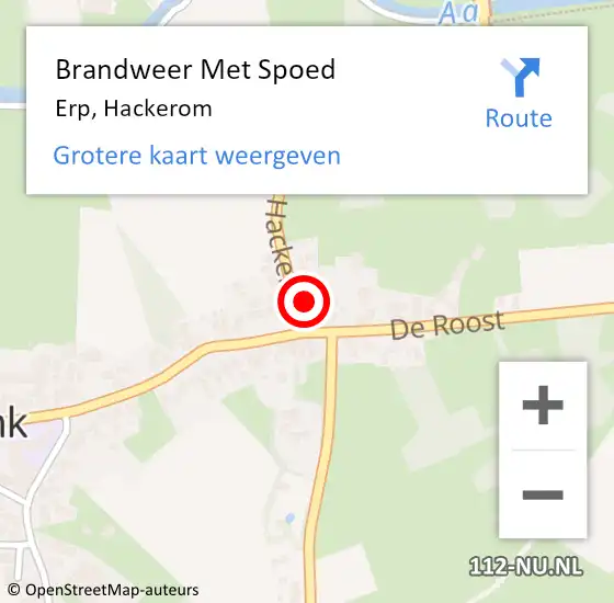 Locatie op kaart van de 112 melding: Brandweer Met Spoed Naar Erp, Hackerom op 26 juli 2024 15:07