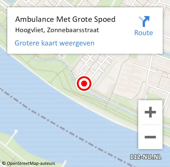 Locatie op kaart van de 112 melding: Ambulance Met Grote Spoed Naar Hoogvliet, Zonnebaarsstraat op 26 juli 2024 15:07