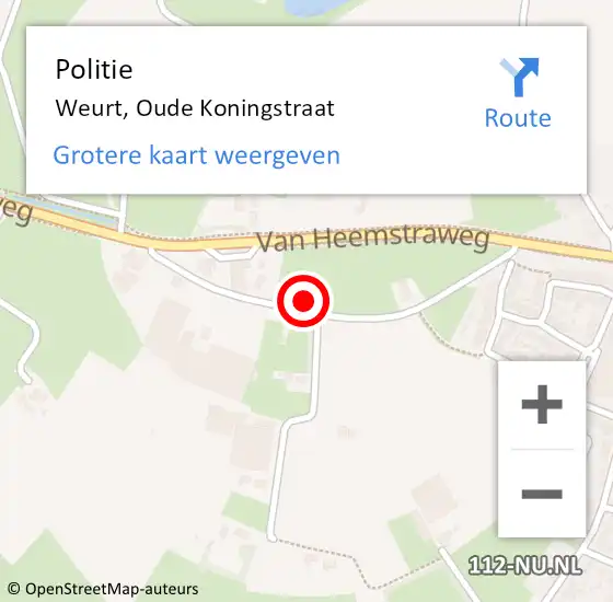 Locatie op kaart van de 112 melding: Politie Weurt, Oude Koningstraat op 26 juli 2024 15:11