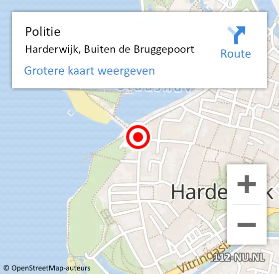 Locatie op kaart van de 112 melding: Politie Harderwijk, Buiten de Bruggepoort op 26 juli 2024 15:13