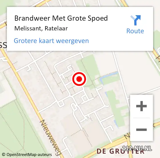 Locatie op kaart van de 112 melding: Brandweer Met Grote Spoed Naar Melissant, Ratelaar op 26 juli 2024 15:17