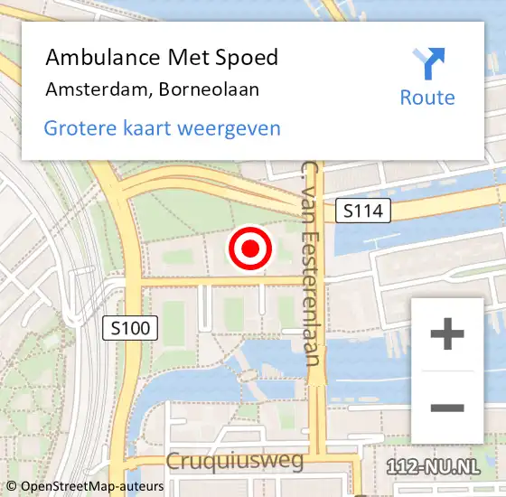 Locatie op kaart van de 112 melding: Ambulance Met Spoed Naar Amsterdam, Borneolaan op 26 juli 2024 15:23