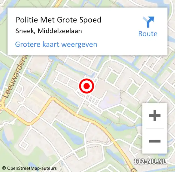 Locatie op kaart van de 112 melding: Politie Met Grote Spoed Naar Sneek, Middelzeelaan op 26 juli 2024 15:30